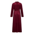 thumbnail image 5 of Womens Velvet Long Sleeve Maxi Dress - Turtleneck Tunic Solid Color Elegant Wedding Guest Party Cocktail Evening Party, 5 of 6