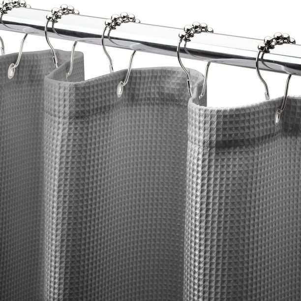 Cortina de ducha Amazer Bath, tela gris gofrada, 90 x 180 cm