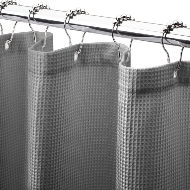 Cortina de ducha Amazer Bath, tela gris gofrada, 90 x 180 cm