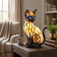 thumbnail image 5 of Stained Glass Cat Lamp Black Cat Accent Night Light for Spooky Gothic Home Decor Witchy Halloween Decorations for Home, Table Decor for Living Room, 5 of 6