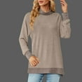 thumbnail image 2 of Lenpel Women's Long Sleeve Tunic Tops Turtleneck Side Split Soft Casual Pullover Tops Fall Fashion Sweatshirts, 2 of 7