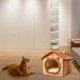 thumbnail image 2 of Lindo gato para gatos de interior cama del perro con la cubierta del gato del tamaño de M hasta 17 libras gato y perro cachorro con antideslizante inferior marrón, 2 of 6