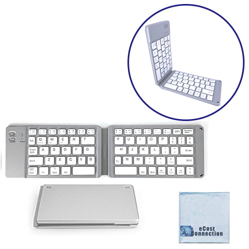 Tablets + eCostConnection Microfiber Cloth Laptops Android Grey Foldable Wireless Keyboard for Computers Samsung iPhone iPads Smartphones