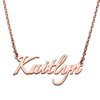 Personalized Women's Rose Gold over Sterling Petite Fancy Script Nameplate Necklace