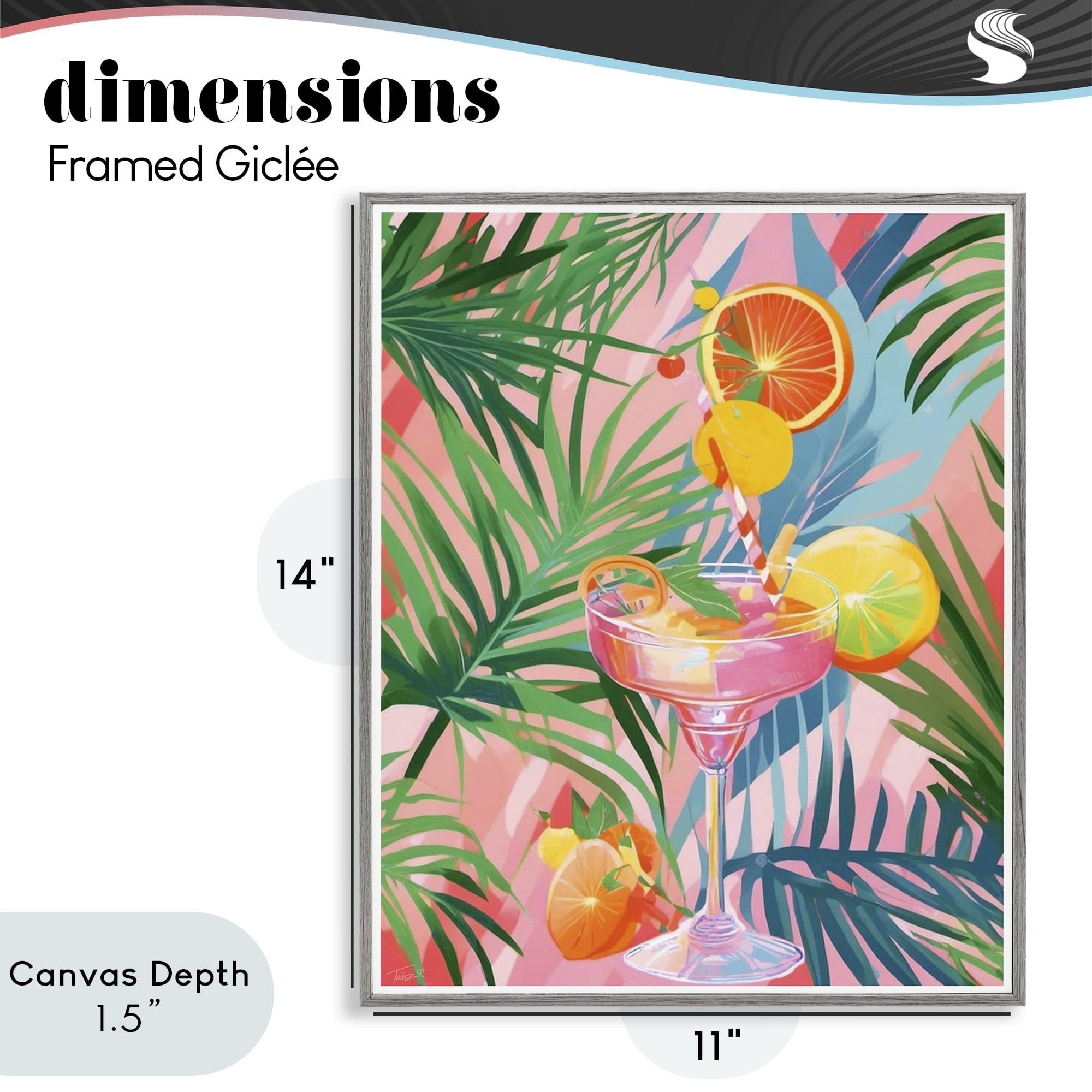Stupell Industries Jungle Citrus Cocktail Gray Framed Giclee Art, design by Tabz Jones