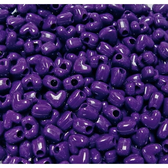 Jolly Store Crafts Neon Plum Purple Heart Shaped Pony Beads, Made in USA