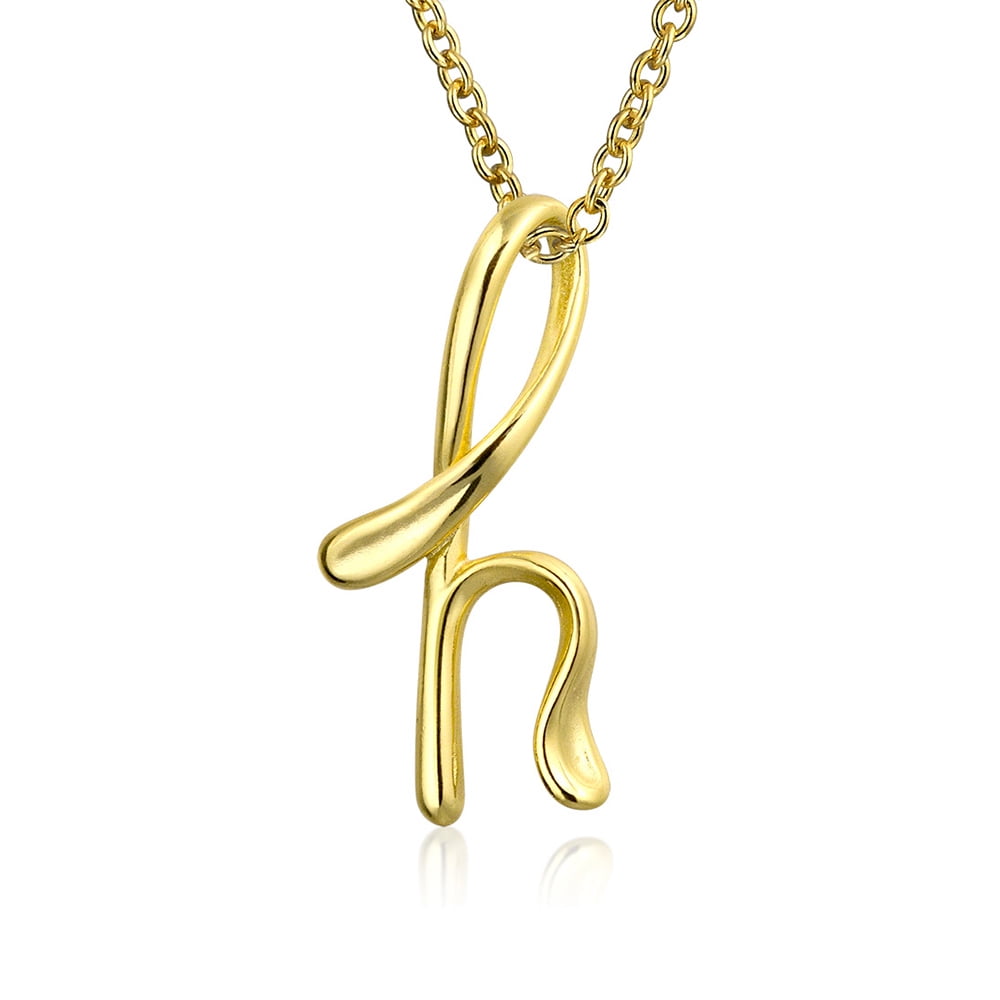 Bling Jewelry Letter Cursive Alphabet Script Initial Pendant Necklace For Women 925 Sterling