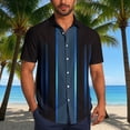 thumbnail image 1 of Blusa y camisa de manga corta con cuello vuelto Camisa casual para hombre Camisa de bolos vintage de manga corta Camisas de verano de playa cubana Camisa con botones Blusa para hombre Poliéster, 1 of 6