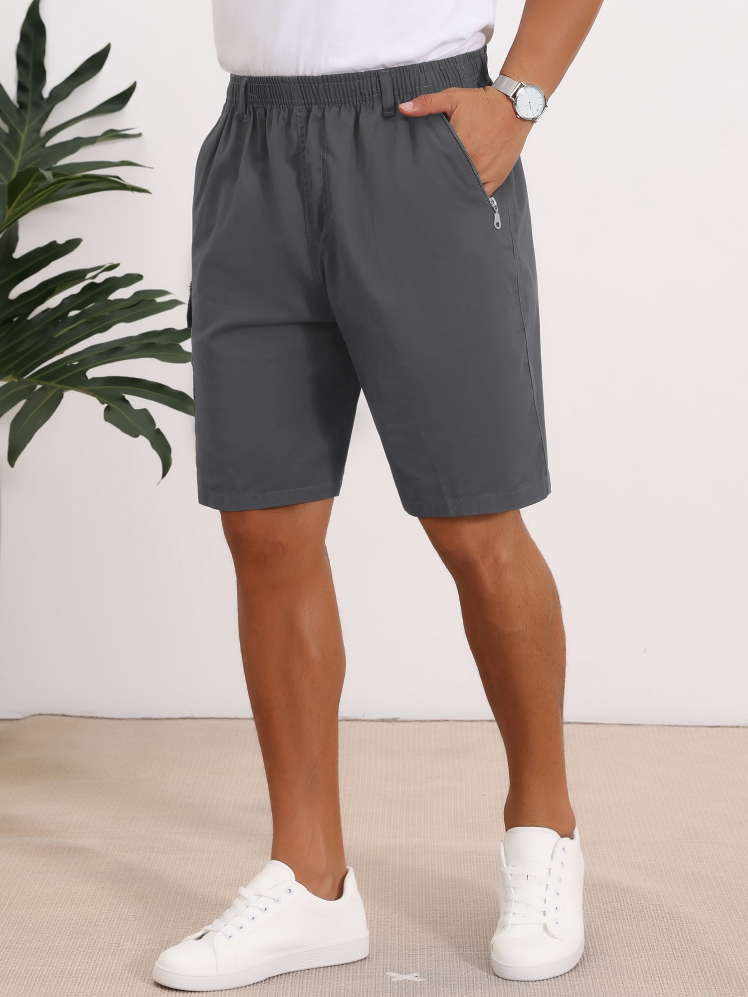 DARING DIVA Men's Cargo Shorts Cotton Zipper Pockets Hiking Short Pants 28 Dark Gray