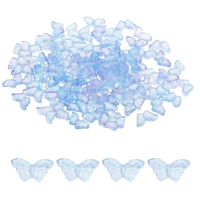 Uxcell Perles Papillon, 100 Pcs Perles Papillon Cristal Perles en Verre Tchèques Translucides, Violet Bleu