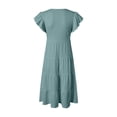 thumbnail image 4 of Zanarzt Girls Princess Dress Casual Girl's Dresses Cotton Ruffle Sleeve Tiered Swing A Line Cute Midi Casual Sundress Back to School Clothes Green,8-9 Years, 4 of 5