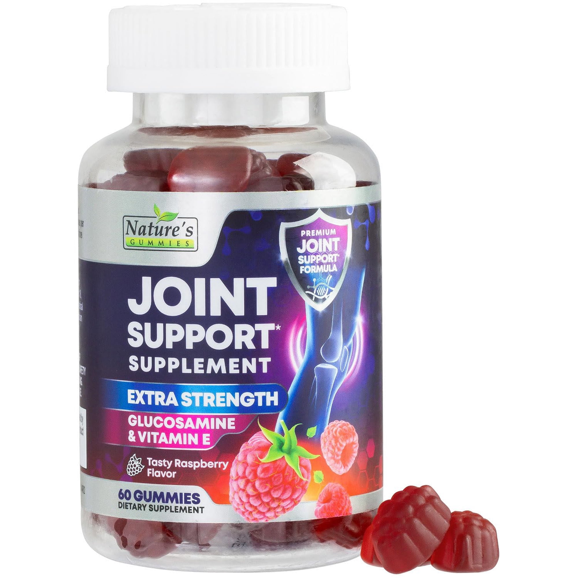 Joint Support Gummies - Extra Strength Glucosamine Gummy Supports Flexibility, Joint & Cartilage Health for Back, Knees, Hands - Natural Vitamin E for Immune Support for Women & Men - 60 Gummies