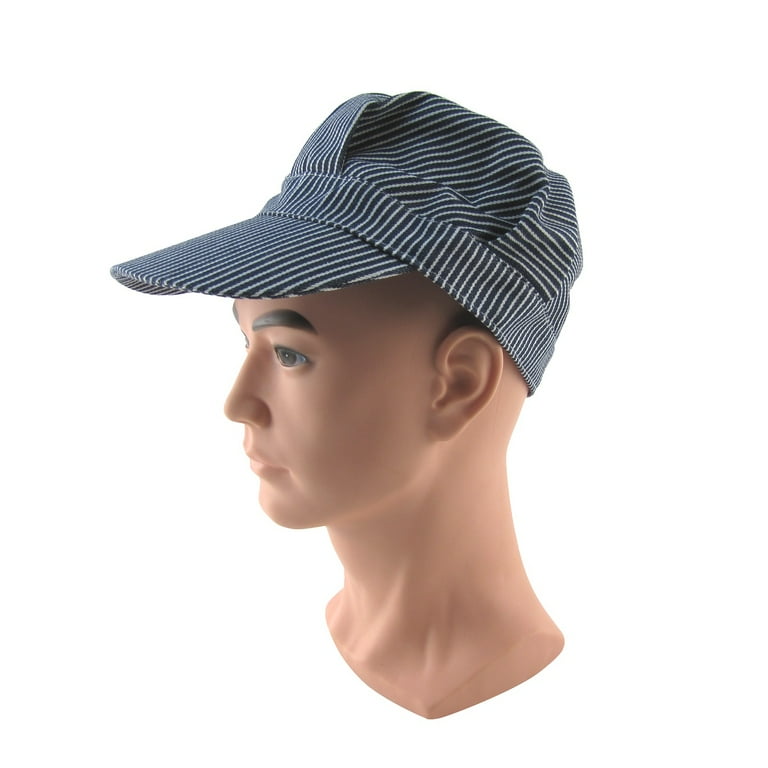Hickory Stripe Railroad Engineer Cap Denim Train Conductor Hat Costume Accessory Hickory Stripe Railroad Engineer Cap Denim Train Conductor Hat Costume Accessory