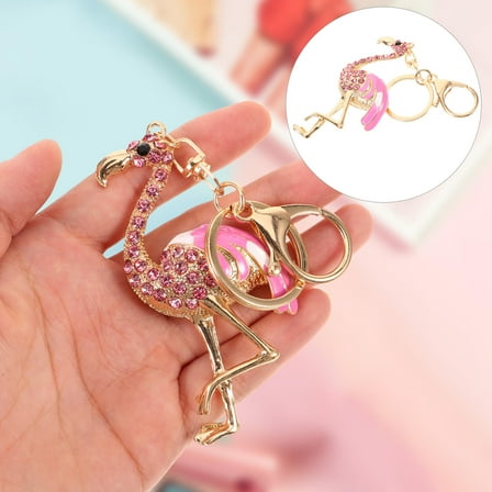 MLINS Pink Flamingo Keychains Rhinestone Key Rings Holders Craft Hanging Ornaments Gift