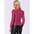 thumbnail image 3 of DARING DIVA Women's Sparkly Sequin Top V Neck Blouse XL Hot Pink, 3 of 6