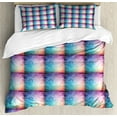 thumbnail image 1 of Boho Duvet Cover Set King Size, Mystic Forms Geometry Style Psychedelic Retro Floral Modern Contemporary, Decorative 3 Piece Bedding Set with 2 Pillow Shams, Multicolor, by Ambesonne, 1 of 3