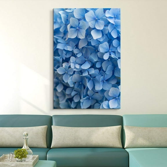 wall26 Canvas Wall Art - Small Blue Flowers - Giclee Print Gallery Wrap Modern Home Art Ready to Hang - 12x18 inches