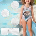thumbnail image 6 of Yuyamidu Teen Swimsuits for Girls 4-15 Otter Cute Cartoon Swimwear Cross Strap One Piece Swimsuit Quick Dry Summer Beach Bathing Suit, 6 of 7