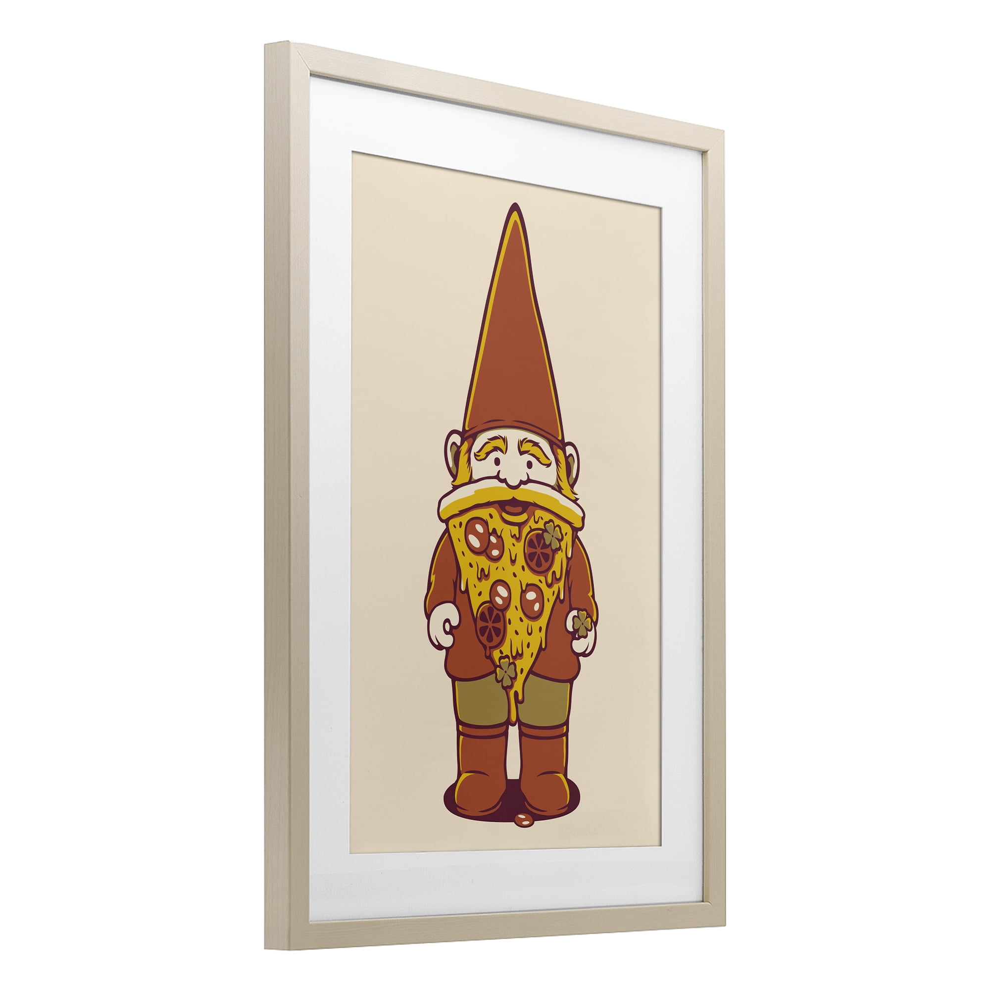Stupell Industries Happy Pizza Gnome Birch Framed Print Under Glass, design by Tobe Fonseca