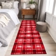 thumbnail image 4 of Runner Rug 2'x6', Red Plaid Washable Non-Slip Hallway Runner Rugs, Modern Art Checkered Farmhouse Bedside Rugs Floor Mats Carpet Runners for Kitchen Bathroom Laundry Room, 4 of 8