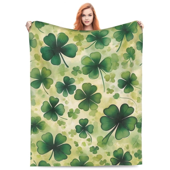 Shamrock Blanket Soft Flannel Throw Blanket for Couch Bed Home Decor 50"x40"