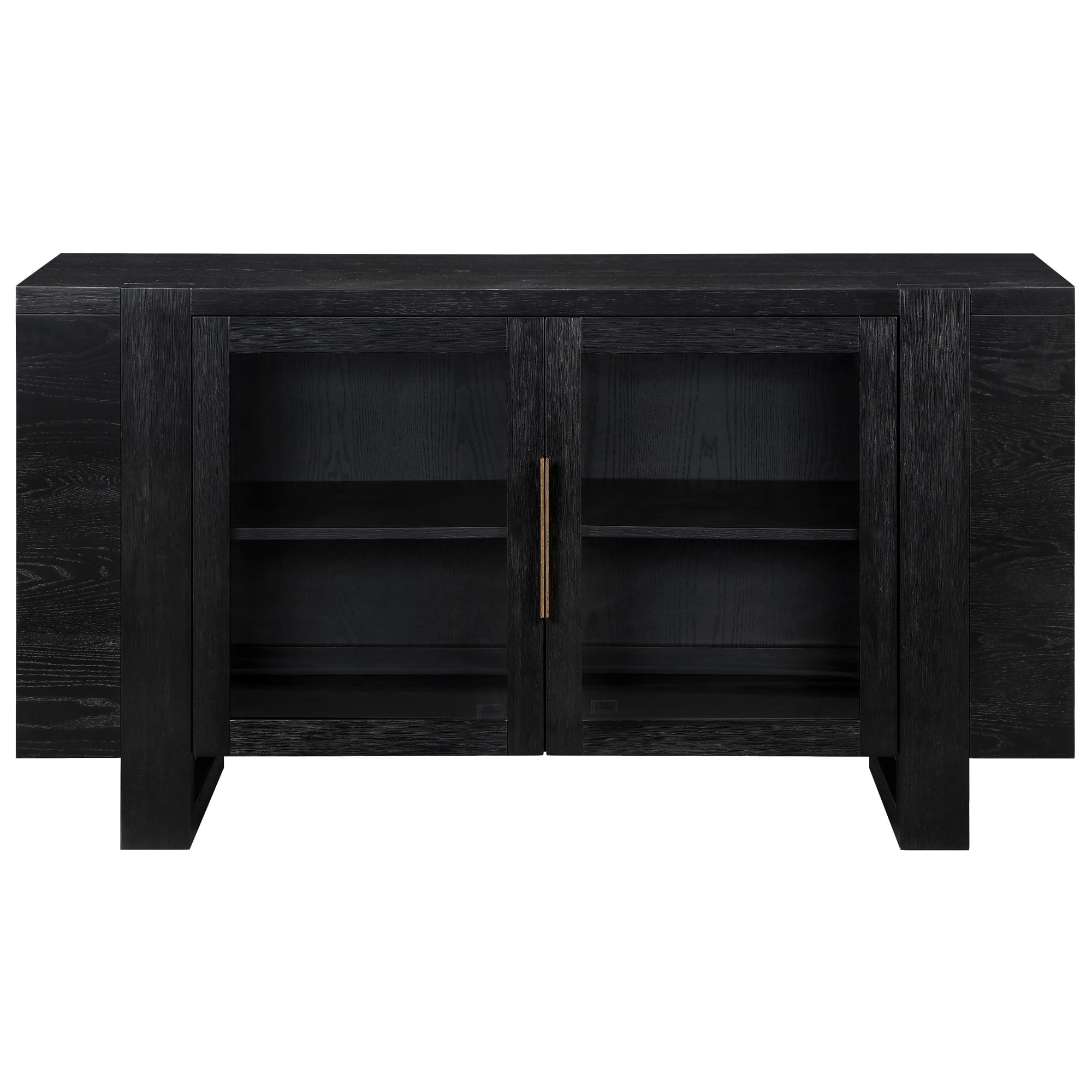 Steve Silver Reid 60 Inch Black Sideboard with Glass Doors & Charging Ports