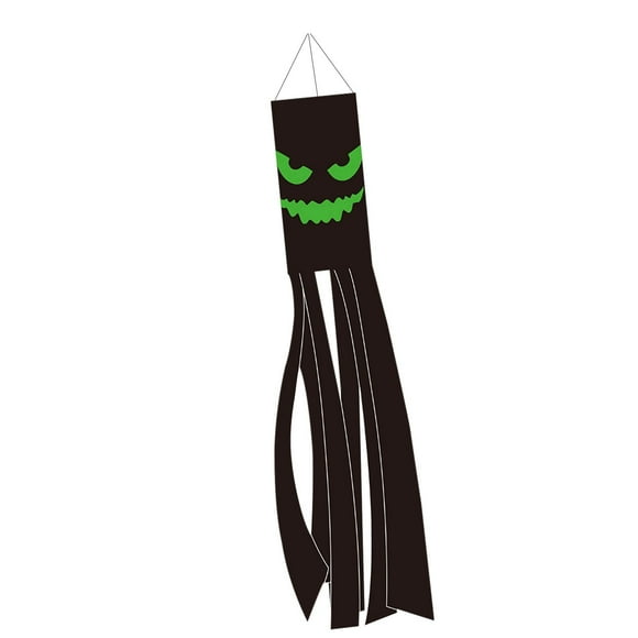 Halloween Outdoor Windsock Flag with Integrated String Lights for Yard Patio Garden Decoration