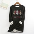 thumbnail image 1 of Hauts Chauds Mode Femme Noël Imprimé Manches Régulières Hiver Ample Vacances Décontracté Col Rond Chemise Hauts Tenues Sorties Femmes en Solde, 1 of 5