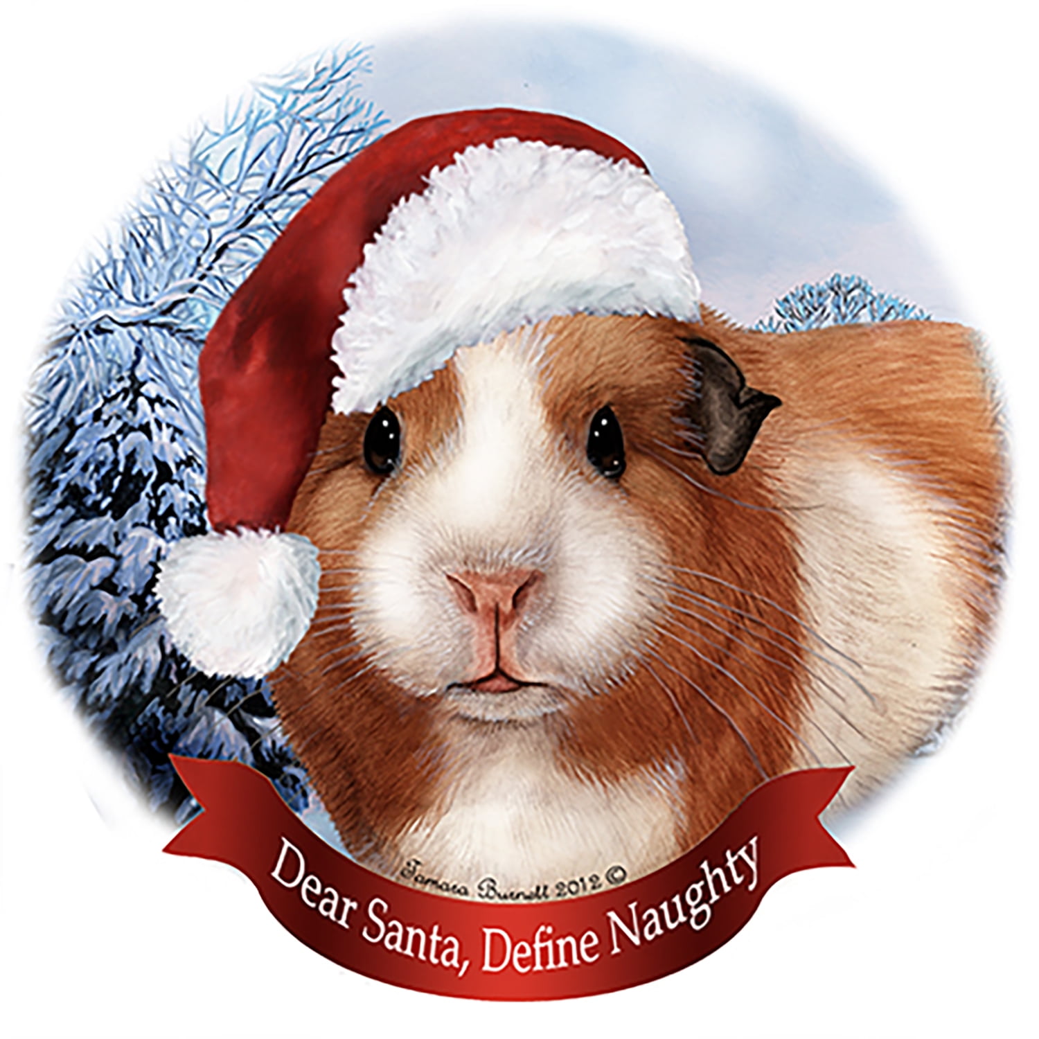 Holiday Pet Gifts American Guinea Pig Santa Hat Porcelain Christmas