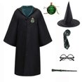 thumbnail image 3 of Disfraz unisex de Slytherin, bata de escuela mágica, capa, suéter, vestido, corbata, gafas, conjunto de brujería, disfraz de Halloween, 3 of 5