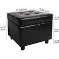 thumbnail image 2 of Tufted Leather Square Flip Top Storage Ottoman Cube Foot Rest, Black ST-SOPUBL1, 2 of 8