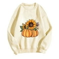 thumbnail image 3 of VKOYWKM Thanksgiving Sweatshirts Women Thanksgiving Pumpkin Graphic Sweatshirts Oversized Long Sleeve Casual Crewneck Sweatshirts Family Party Pullover Tops, 3 of 4