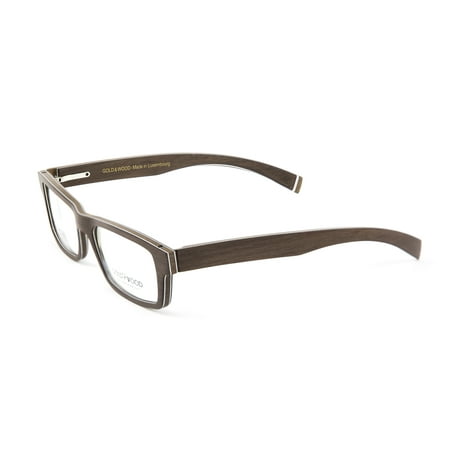Gold & Wood Omega Rectangular Eyeglass Frames 55mm Tanganika/Golden Wood