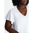 thumbnail image 4 of Terra & Sky Women's Plus Size V Neck Tee with Short Flutter Sleeves, Size 0X-4X, 4 of 5