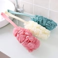 thumbnail image 4 of Green-3 PackPaquete de 3 cepillos para el cuerpo de ducha con mango largo, esponja para la piel de lufa, esponja de limpieza para la espalda, esponja de baño exfoliante Luffa para, 4 of 5