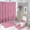 Light Thulian Pink, variant on Shower Curtain Set 4 Piece include Shower Curtain and Rugs and Non Slip U Shaped Toilet Rugs Luxury Bathroom Decor Light Thulian Pink
