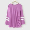 thumbnail image 4 of Curuila Kids Girls T Shirts Casual Long Sleeve Crew Neck Tops Button Striped Tee Autumn Clothes Purple Size 8-9 Years, 4 of 6