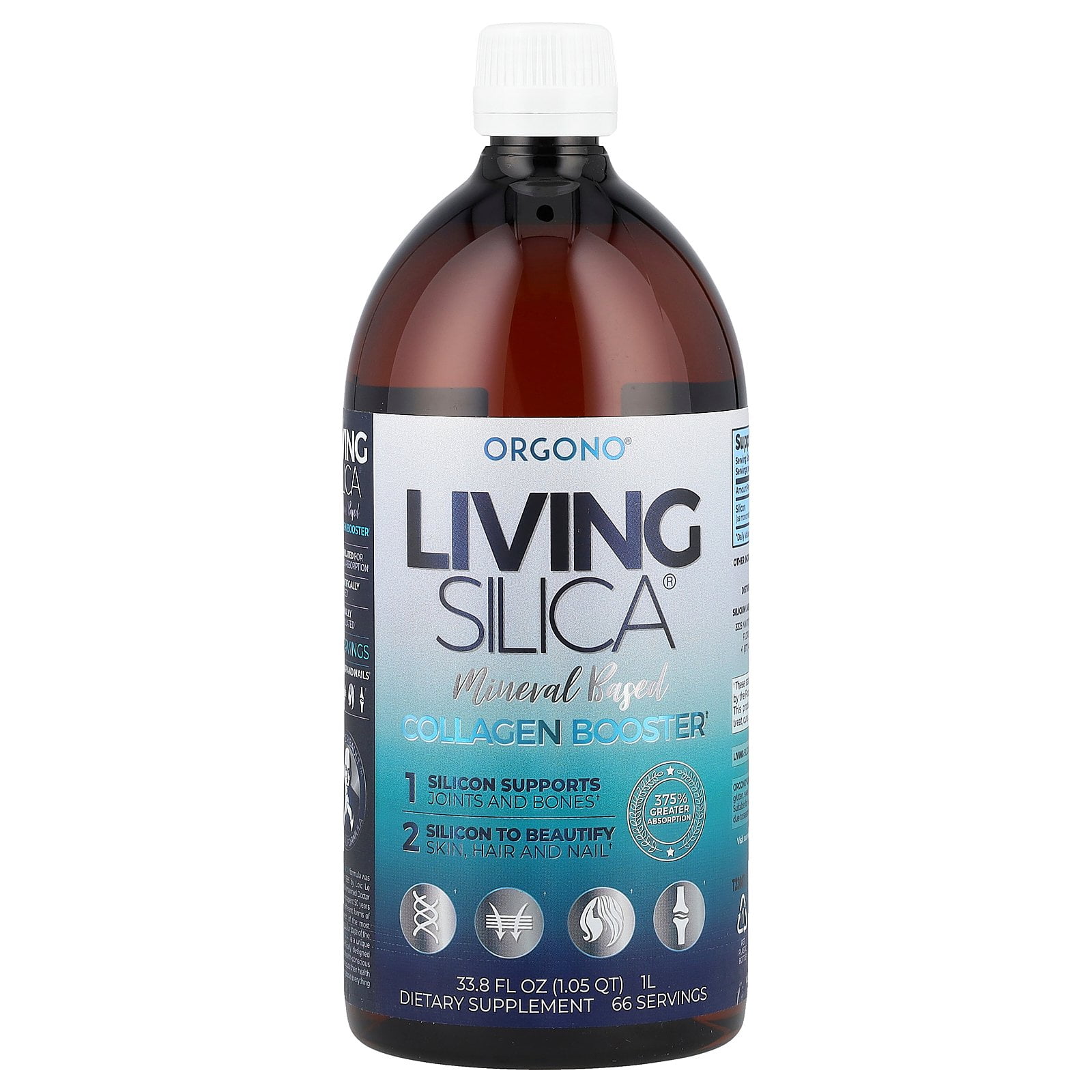 Silicium Laboratories Orgono® Living Silica®, Collagen Booster, 22.5 mg, 33.8 fl oz (1 L)