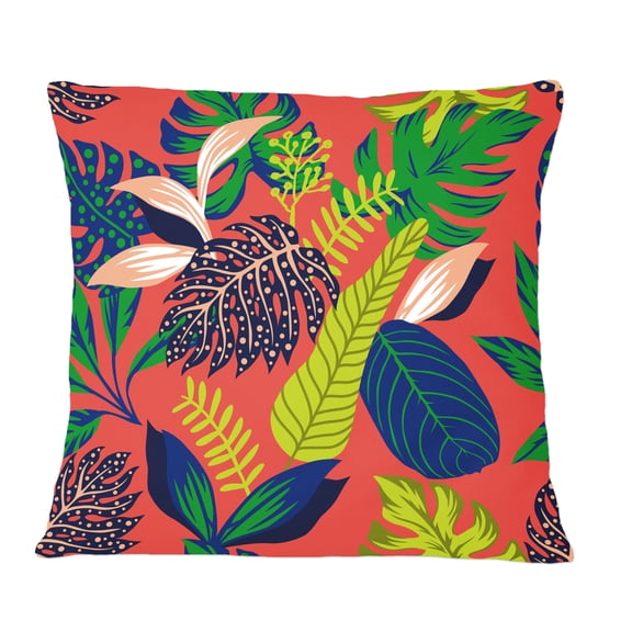 Designart Retro Tropical Leaves I' Mid-Century Modern Throw Pillow - 12x20