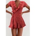 thumbnail image 2 of Vestido de verano para mujer Floal A-Line Sweet Elegant Floral Ruffles V-cuello vendaje Vestido corto para Lady Chic Flowers Mini vestido Tan Jianjun unisex, 2 of 2