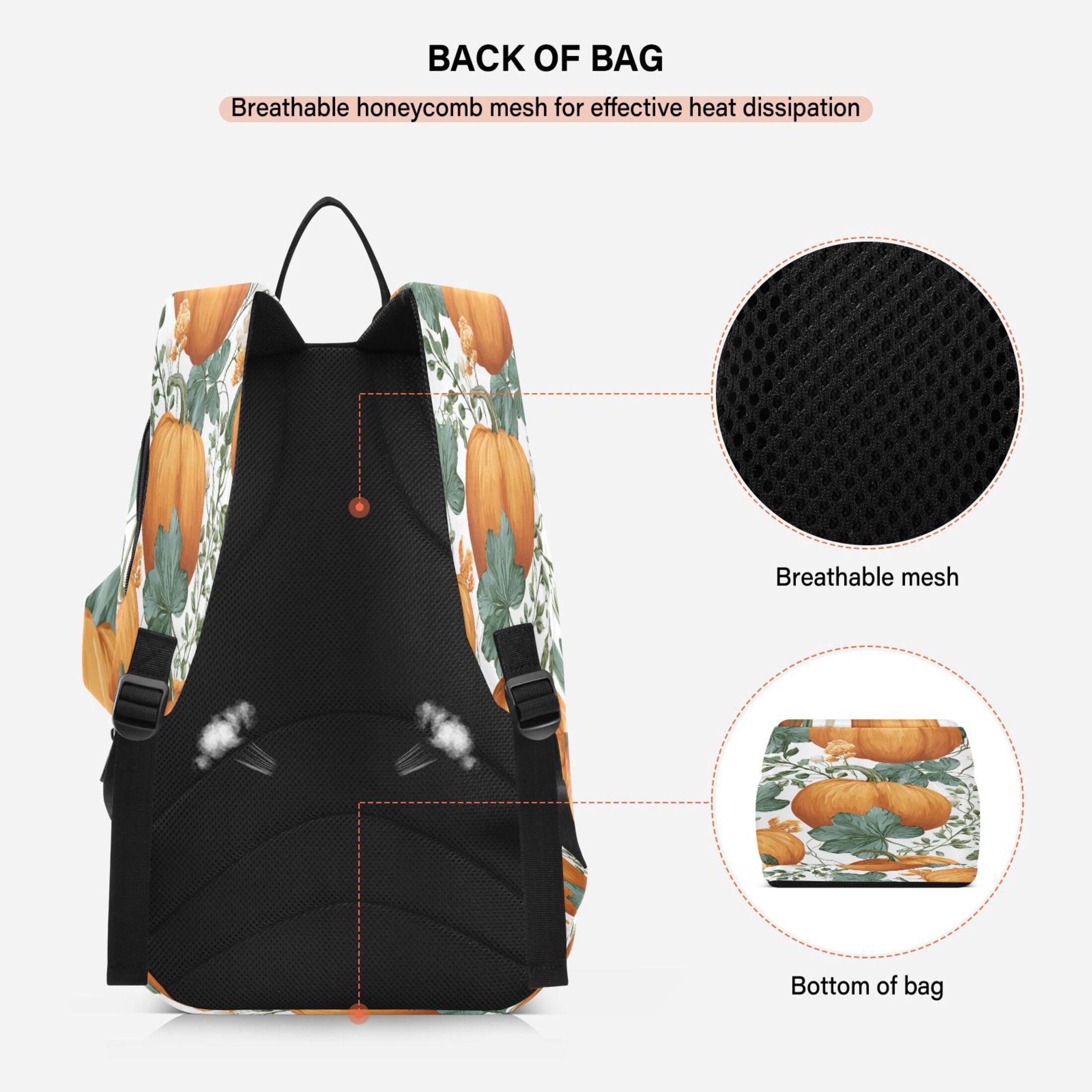 2 Racquet Holder Tennis Backpack Tennis Racket Covers Gym Bags Pumpkins and Leaves