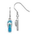 thumbnail image 1 of 925 Sterling Silver Rhod Pltd Created Blue Inlay Opal Hawaiian Flip Flop Sandals Drop Dangle Earrings Outdoor Nature, 1 of 6