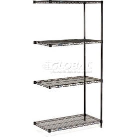 

Nexel Black Epoxy 4 Tier Wire Shelving Add-On Unit 30 W x 14 D x 86 H