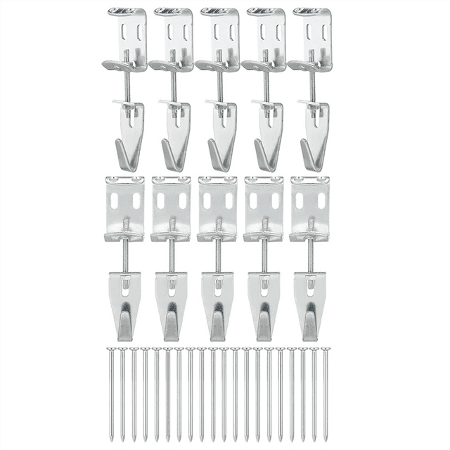 10 Pcs Adjustable Picture Hangers J Hooks Mirror Hanging Kit with Hangers Hooks for Mirrors Pictures Frame,10 x J hook adjustable picture hanger,Silver