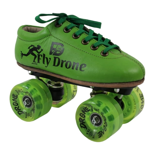 Fly Drone Patins à Chaussures Quad Haute Vitesse pour Utilisateurs Professionnels et Intermédiaires, Ajustés avec Roulements de 7mm 2rs et Roues en Pu de 65mm pour Tous les Groupes d'Âge Garçons et Filles / Vert-3 Uk / Longueur des Pieds 23 cm