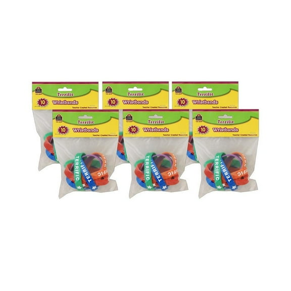 Teacher Created Resources Terrific Wristbands, 10 Per Pack, 6 Packs