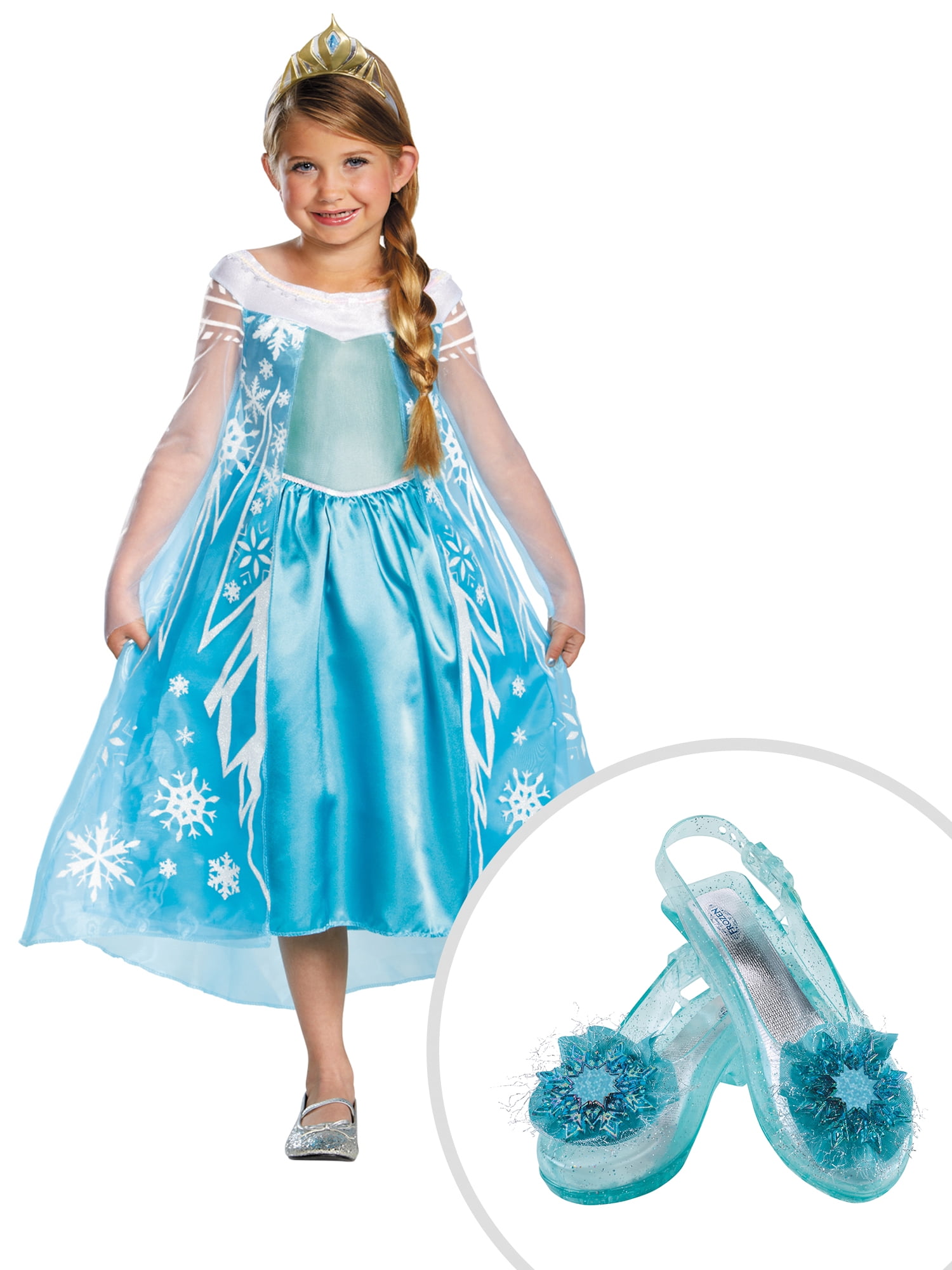 Girl's Frozen Elsa Deluxe Costume and Kids Frozen Elsa Shoes Walmart
