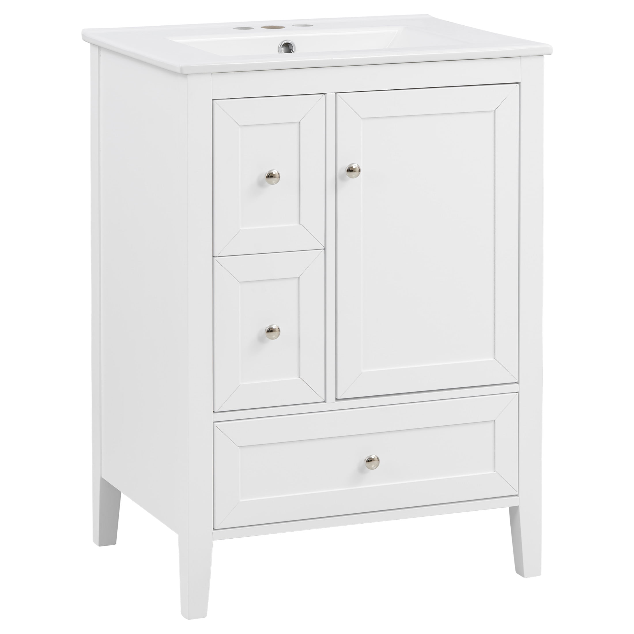 Christopher Knight Home 24" Modern Bathroom Vanity with Sink, Soft-Close Drawers and Door, White