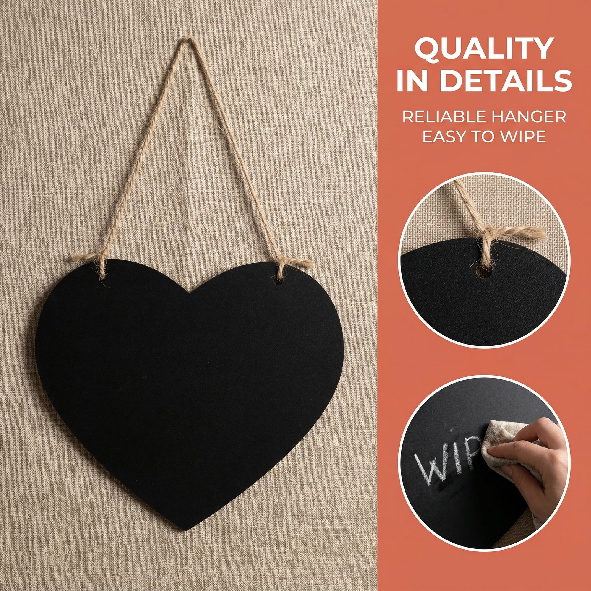 Unique Bargains Double Sided Hanging Sign Heart Shape 6.7in