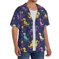 thumbnail image 2 of Goofa Colorful Dinosaur Printed Men's Casual Short-sleeved Shirt,Lightweight Breathable Button-down,Summer Casual men's top,Versatile Fashion shirt-XX-Large, 2 of 7